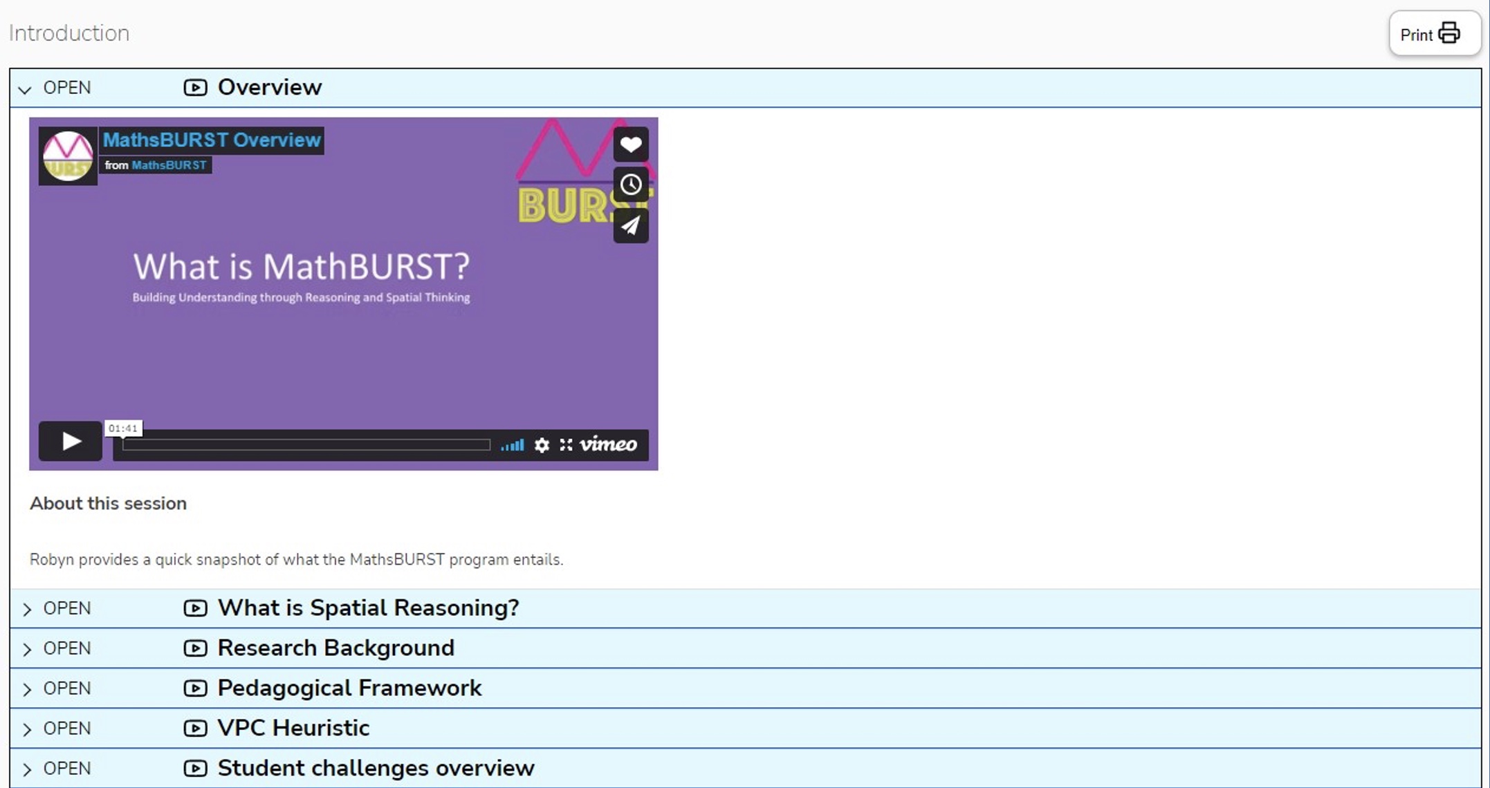 MathsBURST PL video screen